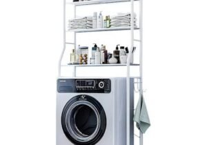 ORGANIZADOR LAVARROPA BAÑO INODORO METALICO CON ESTANTES TIPO RACK EN 3 NIVELES LAVADORA