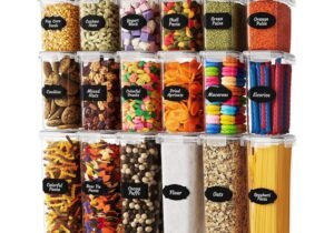 SET RECIPIENTES ALMACENAMIENTO DE ALIMENTOS CON TAPAS 24 PIEZAS PLASTICO ORGANIZADORES FRASCOS