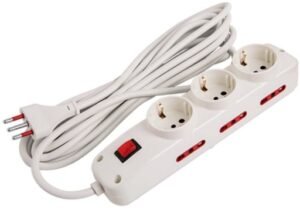 ALARGUE ZAPATILLA 3 ENTRADAS SCHUKO / 6 ENTRADAS 3 EN LINEA CON LLAVE 3 MTS. METROS