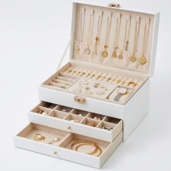 CAJA ORGANIZADOR PARA ACCESORIOS 3 NIVELES ALHAJERO JOYERO ORDENA JOYAS Y ALHAJAS FACILMENTE LD-1026