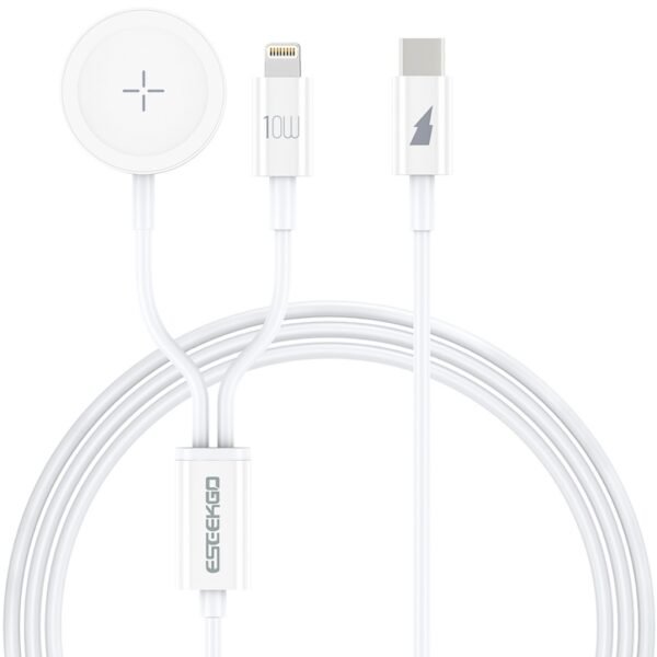 CABLE DE CARGA MAGNETICO APPLE WATCH + CABLE IPHONE LIGHTNING DE 1 METRO HASTA IPHONE 14