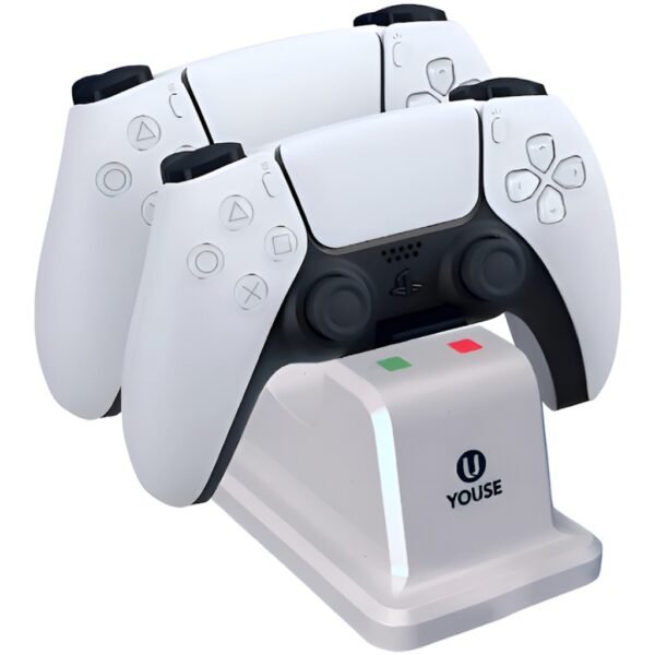 BASE CARGADOR DOBLE CONTROL JOYSTICK PLAYSTATION 5 PS5 CON CABLE USB-C
