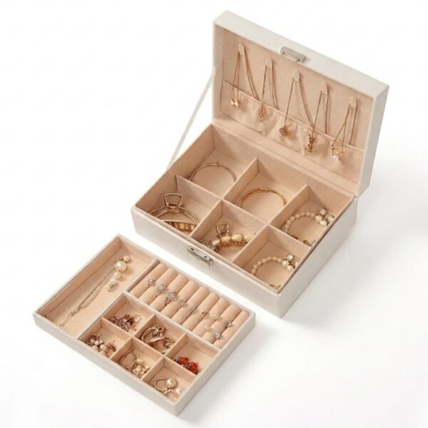 CAJA ORGANIZADOR PARA ACCESORIOS 2 NIVELES ALHAJERO JOYERO ORDENA JOYAS Y ALHAJAS FACILMENTE LD-1019